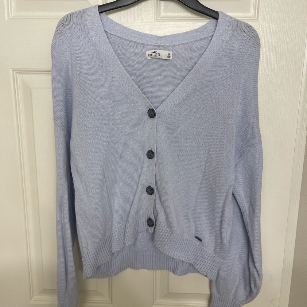 Hollister Blue Cardigan Sweater V-Neck Knit